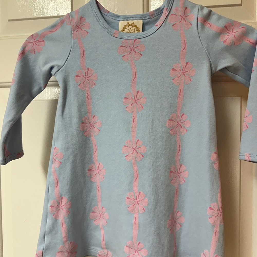 The Beaufort Bonnet Company Blue and Pink Long Sleeve Dress